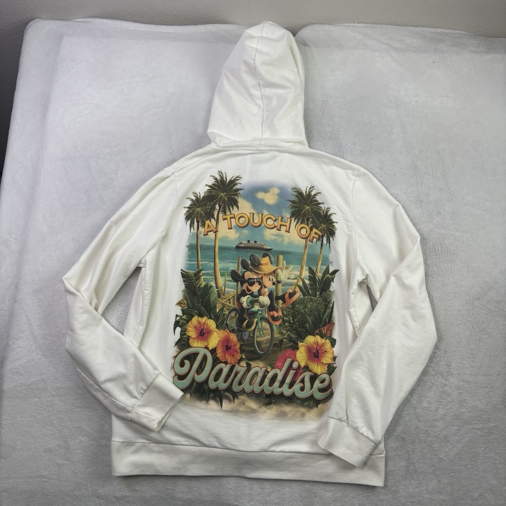 Disney Cruise Line A Touch of Paradise Full Zip White LS Hoodie Women's XL